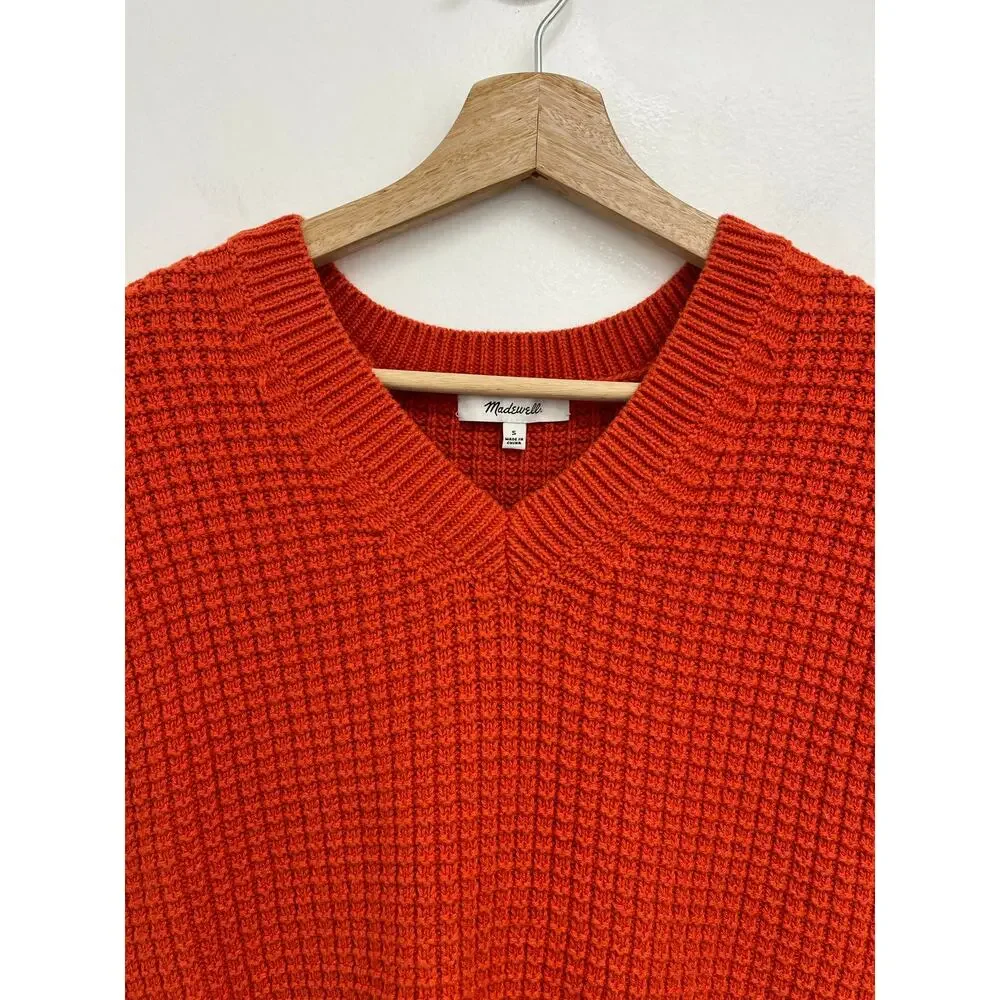 Madewell Waffle-Knit Sweater Vest Cotton Crop Preppy Academia Colorful - Small